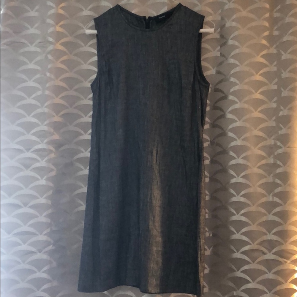Theory Linen Dress in Grey/Black